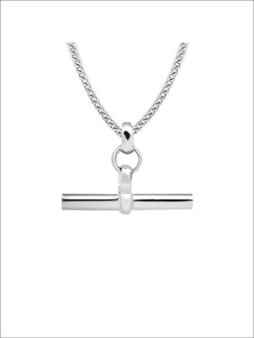 925 Sterling Silver T-Bar Pendant Necklace Minimalist Chain for Women